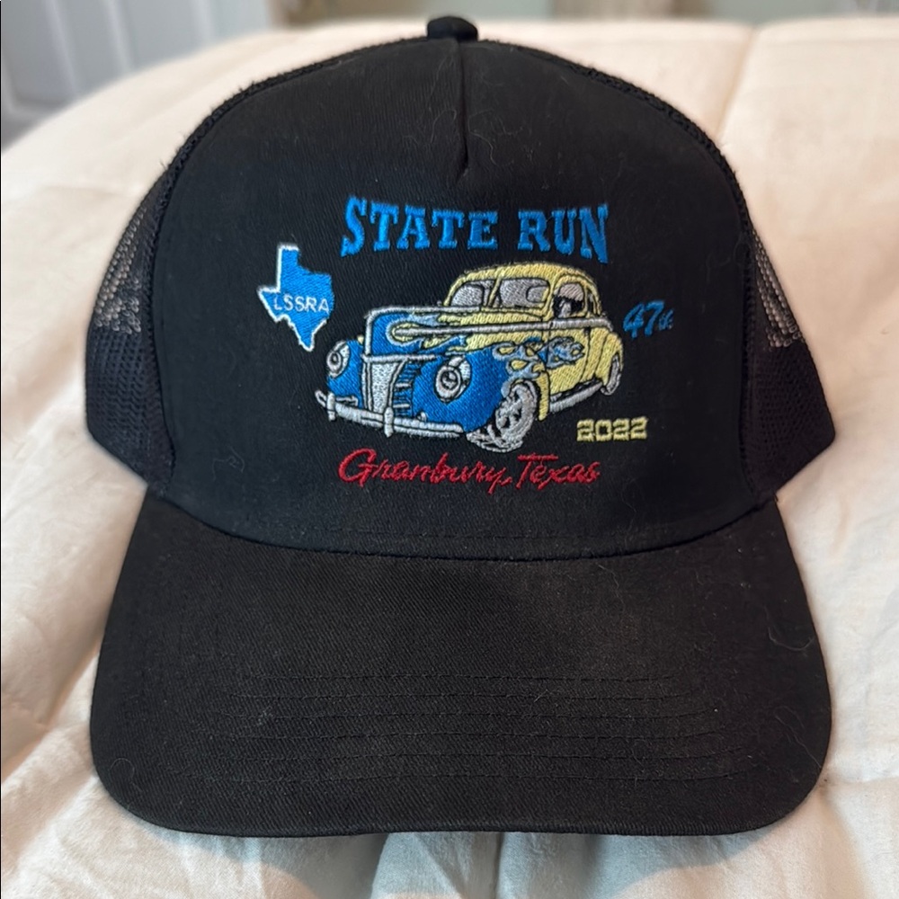 Black State Run Embroidered Cap